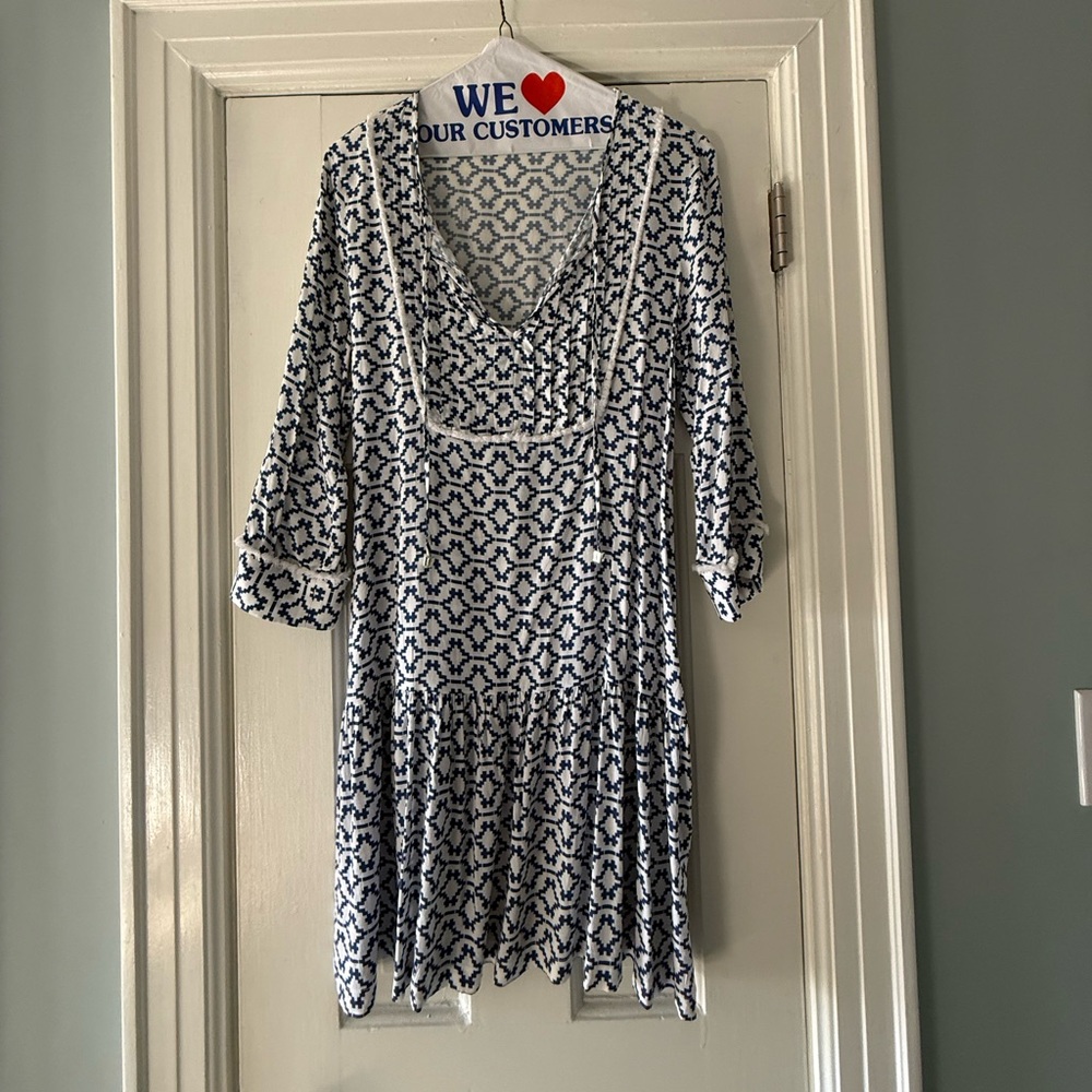 Heidi Klein Blue and White Beach Coverup
